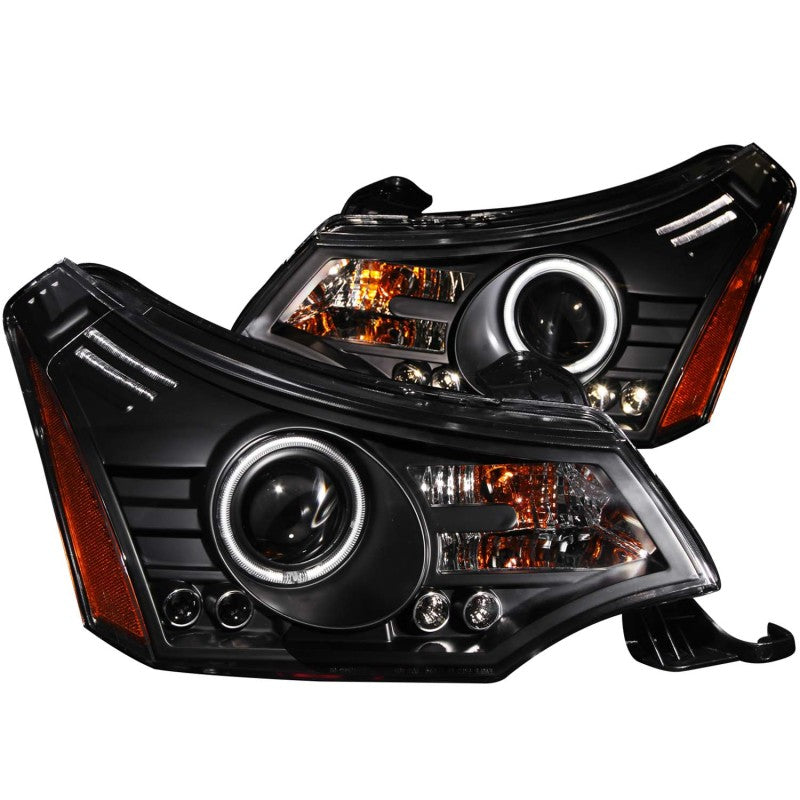 ANZO USA Ford Focus Projector Headlights Black; 2008-2011 - eliteracefab.com