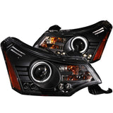 ANZO USA Ford Focus Projector Headlights Black; 2008-2011