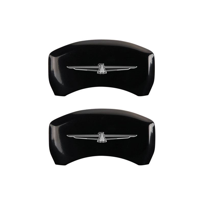 MGP 4 Caliper Covers Engrvd Front No bolts/Tbird Engrvd Rear/Tbird Emblem Blk fnsh slvr ch MGP