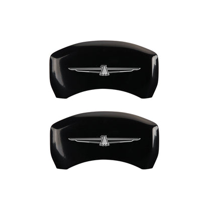 MGP 4 Caliper Covers Engrvd Front No bolts/Tbird Engrvd Rear/Tbird Emblem Blk fnsh slvr ch MGP