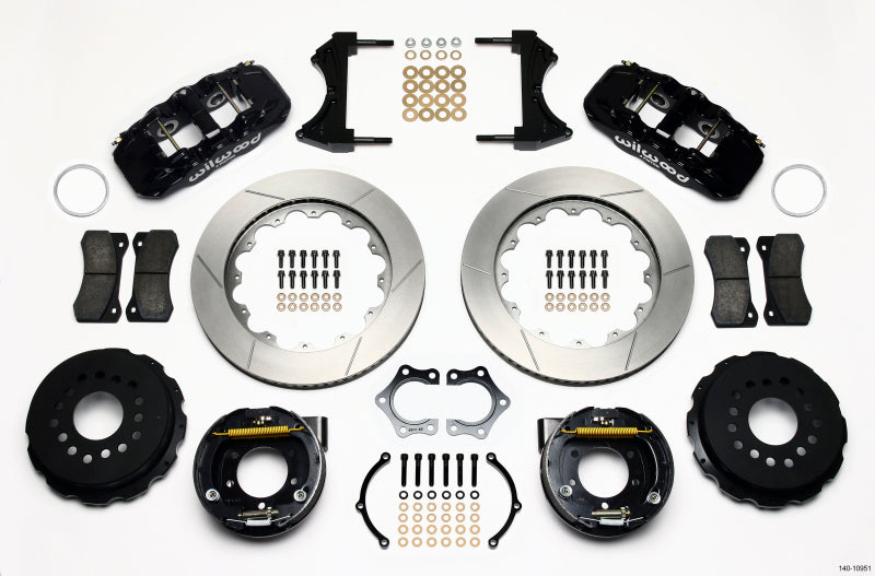 Wilwood AERO4 Rear P-Brake Kit 14.00in Mopar/Dana 2.36in Off w/Snap Ring Brng Wilwood