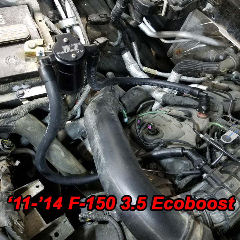 J&L 11-19 Ford F-150 2.7L/3.5L/5.0L Passenger Side Oil Separator 3.0 - Black Anodized - eliteracefab.com