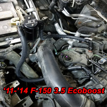 Load image into Gallery viewer, J&amp;L 11-19 Ford F-150 2.7L/3.5L/5.0L Passenger Side Oil Separator 3.0 - Black Anodized - eliteracefab.com