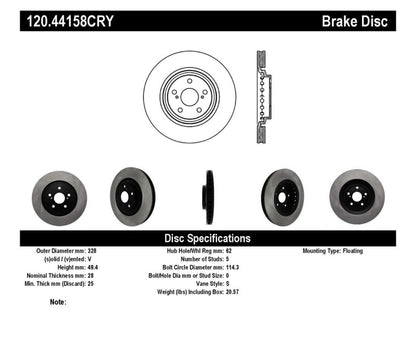 Stoptech 08-18 Toyota Highlander Front Performance Cryo Rotor Stoptech