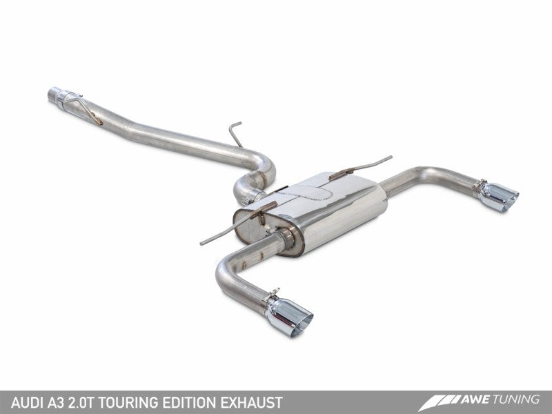 AWE Tuning Audi 8V A3 Touring Edition Exhaust - Dual Outlet Diamond Black 90 mm Tips - eliteracefab.com