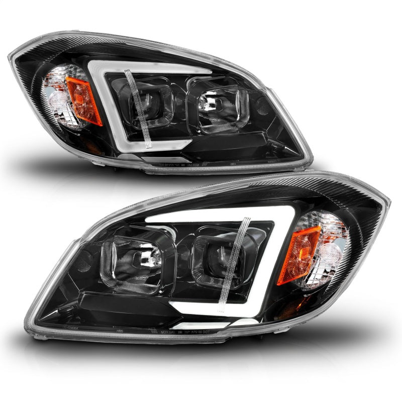 ANZO 05-10 Chevrolet Cobalt / 07-10 Pontiac G5 LED Projector Headlights w/ Seq Black Housing ANZO