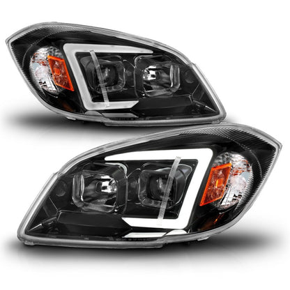 ANZO 05-10 Chevrolet Cobalt / 07-10 Pontiac G5 LED Projector Headlights w/ Seq Black Housing ANZO