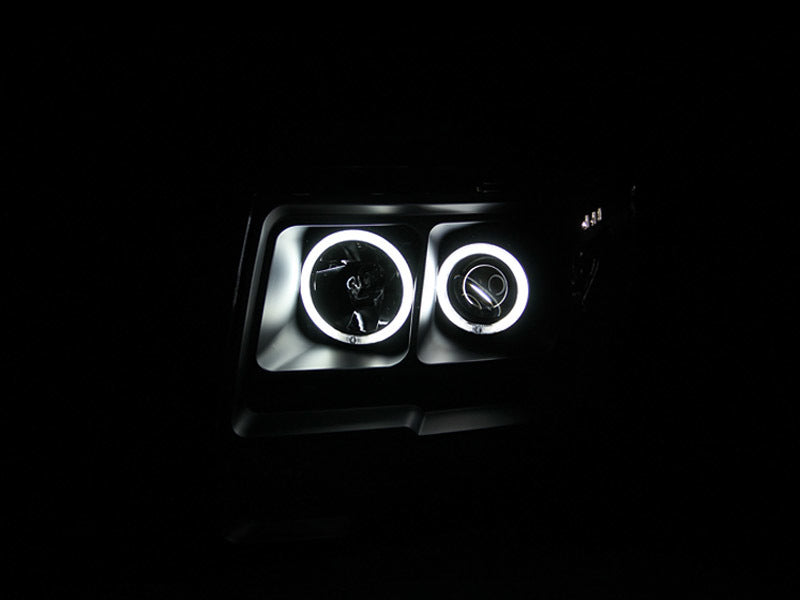 ANZO 2009-2014 Ford F-150 Projector Headlights w/ Halo Black (CCFL) - eliteracefab.com