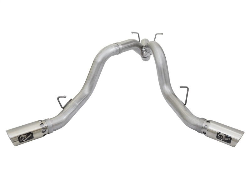 aFe ATLAS 4in DPF-Back Alum Steel Exhaust System w/Dual Exit Polished Tip 2017 GM Duramax 6.6L (td) aFe