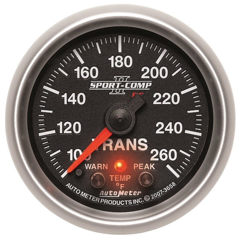 Autometer Elite 52.4mm 100-260F Transmission Temprature Peak & Warn w/ Electronic Control Gauge.