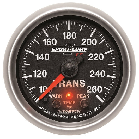 Autometer Elite 52.4mm 100-260F Transmission Temprature Peak & Warn w/ Electronic Control Gauge.
