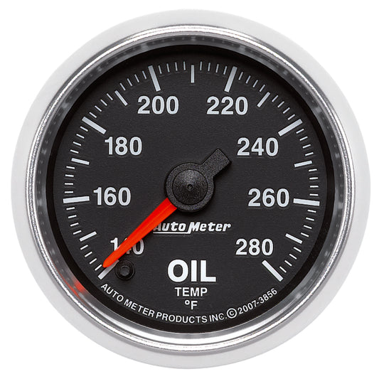 Autometer GS Series 2-1/16in Oil Temperature Gauge 140-280 Degrees Electric Full Sweep 3856