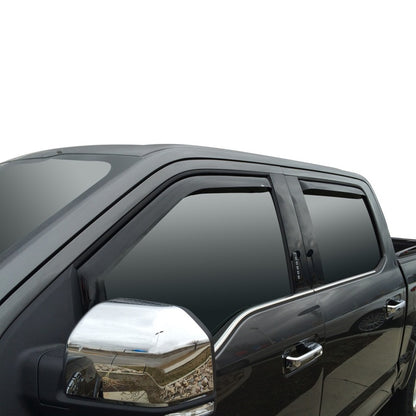 Westin 2015-2018 Ford F-150 SuperCrew Wade In-Channel Wind Deflector 4pc - Smoke - eliteracefab.com