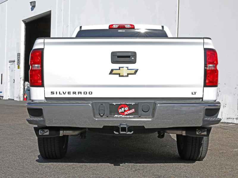 aFe Gemini XV 3in 304 SS Cat-Back Exhaust w/ Cutout 14-19 GM Trucks 4.3L/5.3L w/ Black Tips aFe