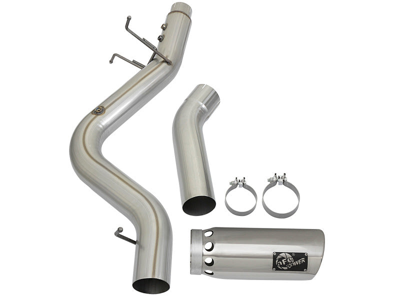 aFe ATLAS 5in DPF-Back Aluminized Steel Exhaust System w/Polished Tips 2017 GM Duramax 6.6L (td) L5P aFe
