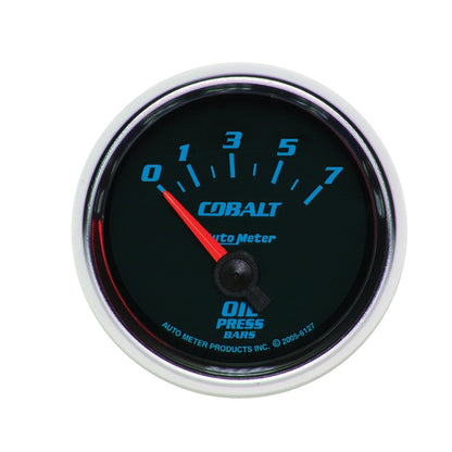 Autometer Cobalt 52mm 0-7 BAR Short Sweep Electric Oil Pressure Gauge 6127-M