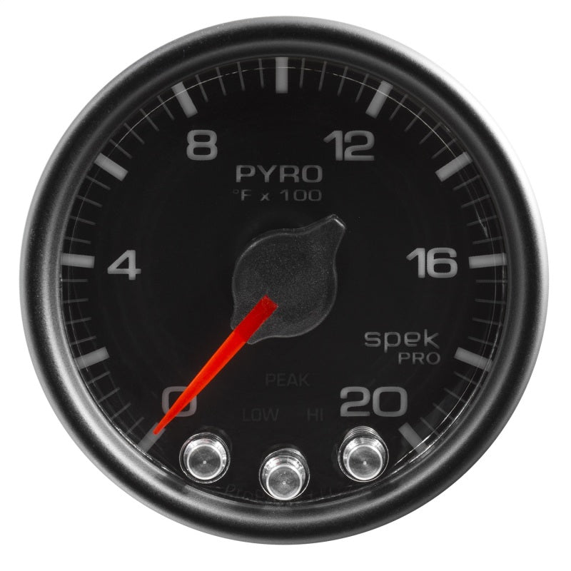 Autometer Spek-Pro Gauge Pyro. (Egt) 2 1/16in 2000f Stepper Motor W/Peak & Warn Blk/Blk