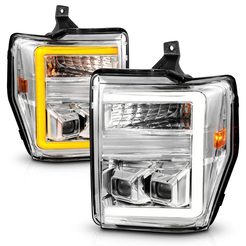 ANZO FORD SUPER DUTY 08-10 PROJECTOR SWITCHBACK PLANK STYLE HEADLIGHTS CHROME - 111587