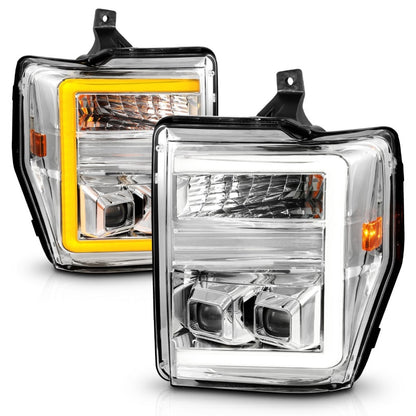 ANZO FORD SUPER DUTY 08-10 PROJECTOR SWITCHBACK PLANK STYLE HEADLIGHTS CHROME - 111587