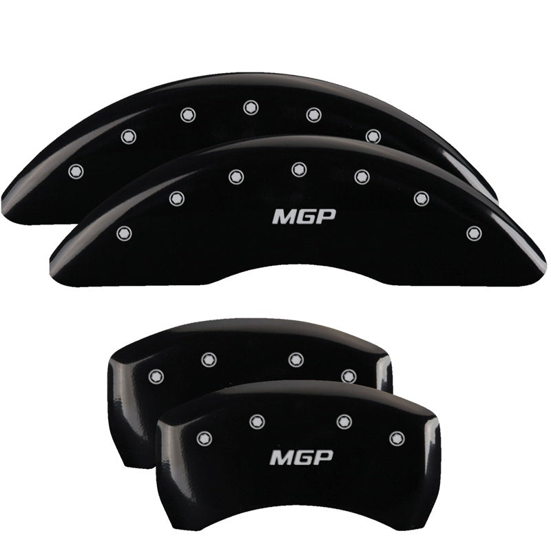 MGP 4 Caliper Covers Engraved Front Cursive/Cadillac Engraved Rear CTS4 Black finish silver ch MGP