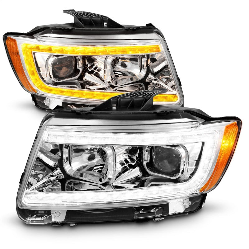 ANZO 11-13 Jeep Grand Cherokee (Factory Halogen Only) Projector Headlights w/Light Bar Swchbk Chrome - eliteracefab.com