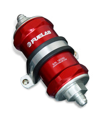 Fuelab 818 In-Line Fuel Filter Standard -6AN In/Out 10 Micron Fabric - Red - eliteracefab.com