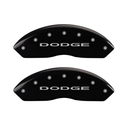 MGP 4 Caliper Covers Engraved Front & Rear With out stripes/Dodge Black finish silver ch MGP