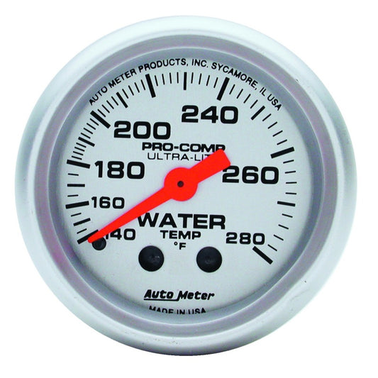 Autometer Ultra-Lite 52mm 140-280 Deg F Mechanical Water Temp Gauge - White 4331
