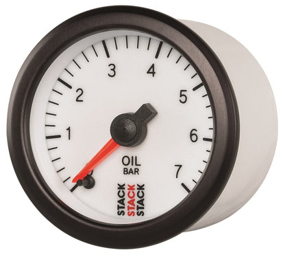 Autometer Stack 52mm 0-7 Bar M10 Male Pro Stepper Motor Oil Pressure Gauge - White ST3351