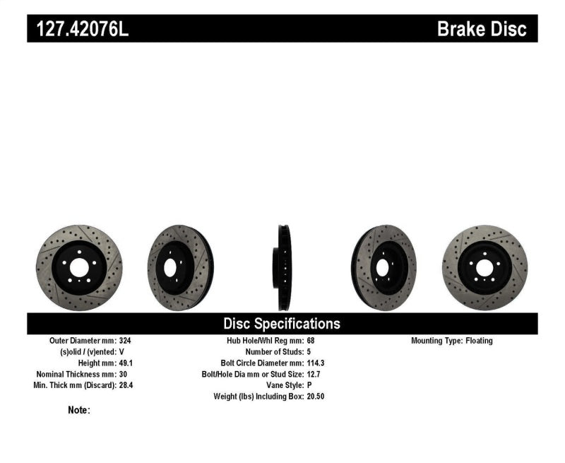 StopTech Slotted & Drilled Sport Brake Rotor - eliteracefab.com