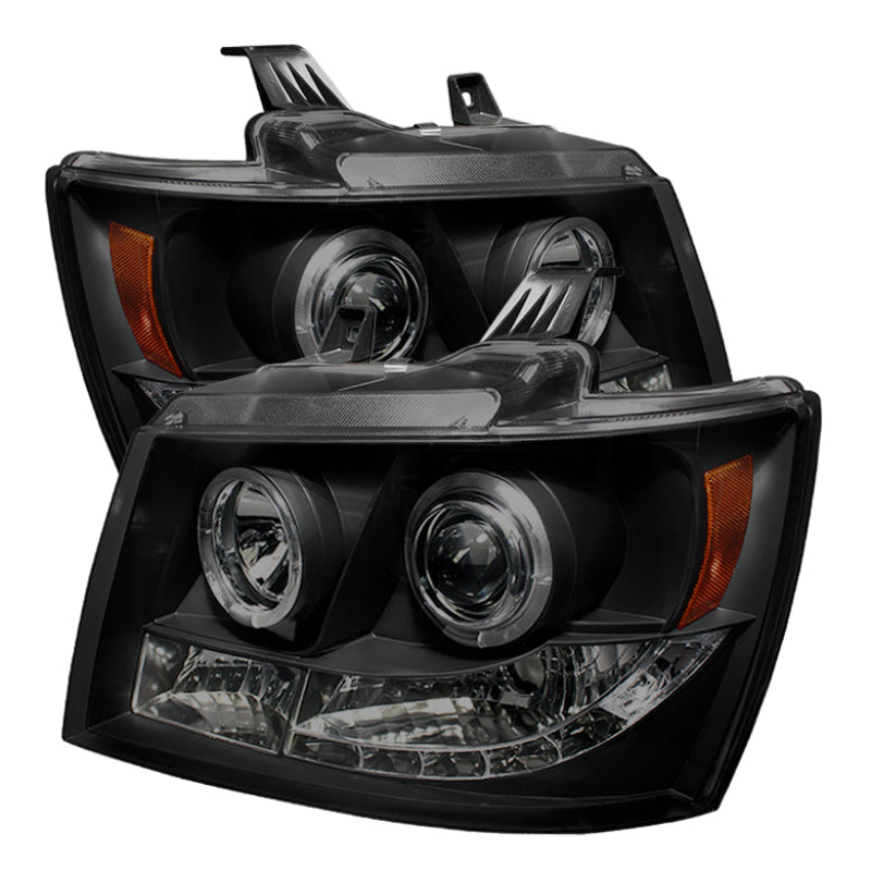 Spyder Chevy Suburban 1500 07-14 Projector Headlights LED Halo LED Blk Smke PRO-YD-CSUB07-HL-BSM - eliteracefab.com