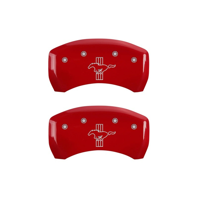 MGP Rear set 2 Caliper Covers Engraved Rear S197/Bar & Pony Red finish silver ch MGP