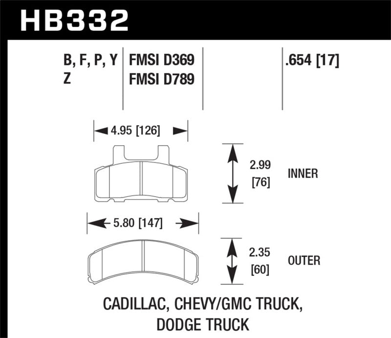 Hawk Performance HPS 5.0 Front Brake Pads - HB332B.654