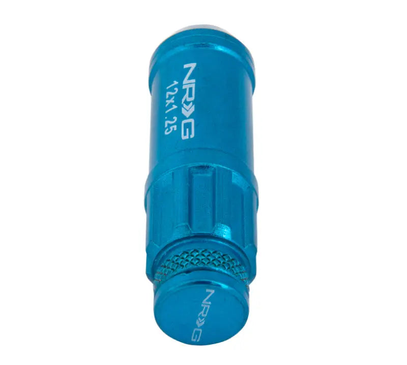 NRG 700 Series M12 X 1.25 Steel Lug Nut w/Dust Cap Cover Set 21 Pc w/Locks & Lock Socket - Blue - eliteracefab.com