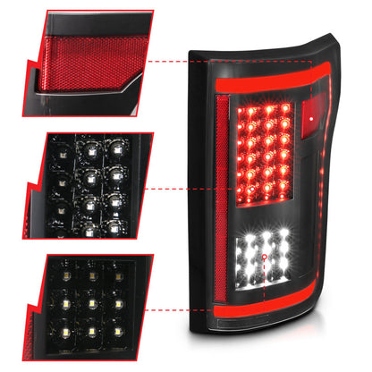 ANZO 311285 USA Ford F-150 Led Taillights Black; 2015-2017 - eliteracefab.com