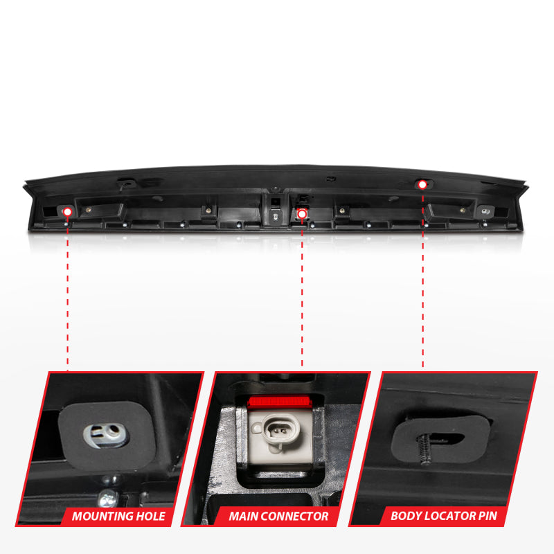 ANZO 2007-2014 Chevrolet Suburban 1500 LED 3rd Brake Light Black Housing Smoke Lens w/ Spoiler 1pc - eliteracefab.com