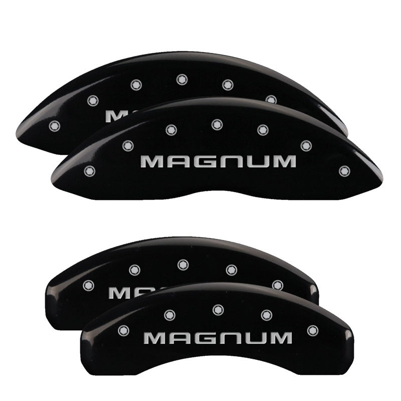 MGP 4 Caliper Covers Engraved Front & Rear Magnum Black finish silver ch MGP