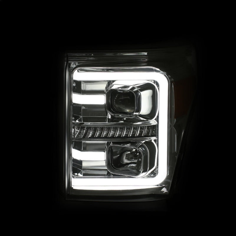 ANZO 11-16 Ford F-250/F-350/F-450 Projector Headlights w/ Plank Style Switchback Chrome w/Amber - eliteracefab.com