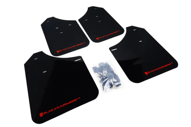 Rally Armor UR Mudflaps Black Urethane Red Logo 2002-2007 Impreza / 2002-2007 WRX / 2004-2007 STI - eliteracefab.com