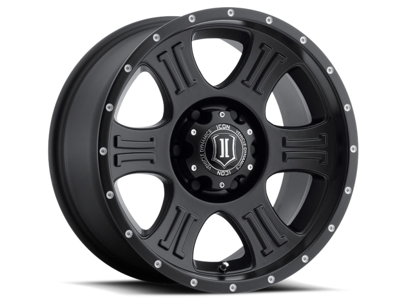 ICON Shield 17x8.5 6x5.5 0mm Offset 4.75in BS 106.1mm Bore Satin Black Wheel - eliteracefab.com