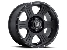 Load image into Gallery viewer, ICON Shield 17x8.5 6x5.5 0mm Offset 4.75in BS 106.1mm Bore Satin Black Wheel - eliteracefab.com