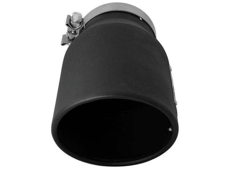 aFe MACHForce XP 5in 304 Stainless Steel Exhaust Tip 5 In x 7 Out x 12L in Bolt On Right - Black - eliteracefab.com