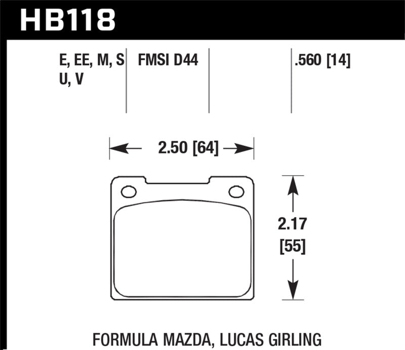 Hawk Performance Black Front Brake Pads - HB118M.560 Hawk Performance