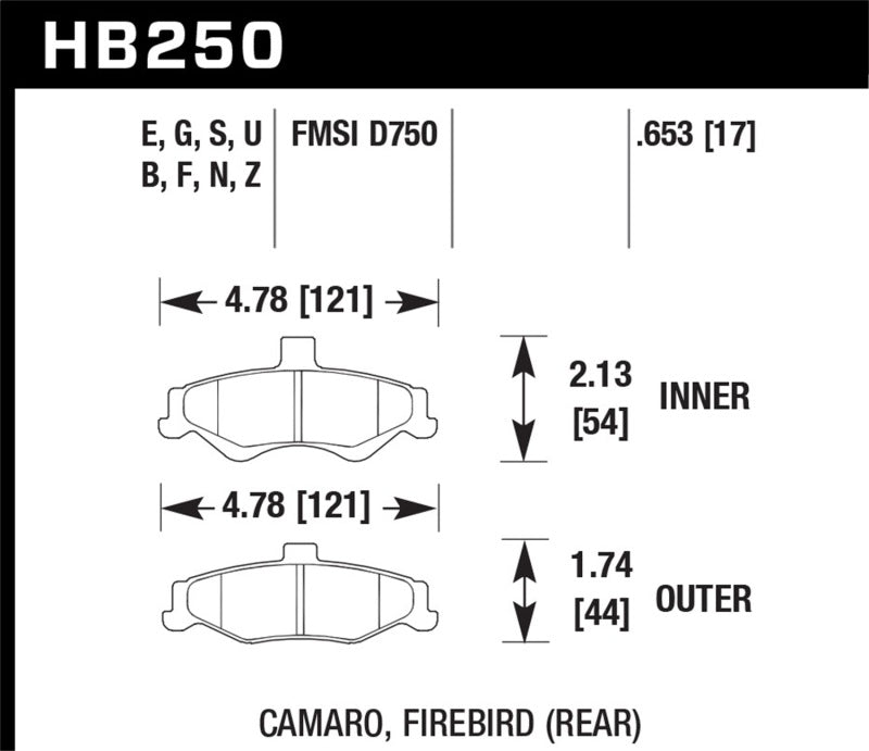 Hawk Performance DTC-70 Rear Brake Pads - HB250U.653