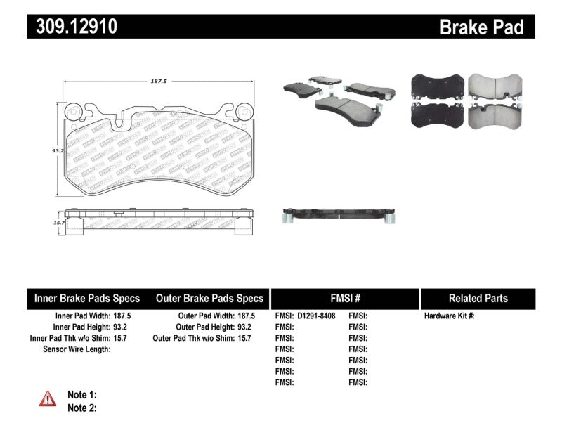 StopTech Mercedes Benz Front Performance Brake Pads - eliteracefab.com