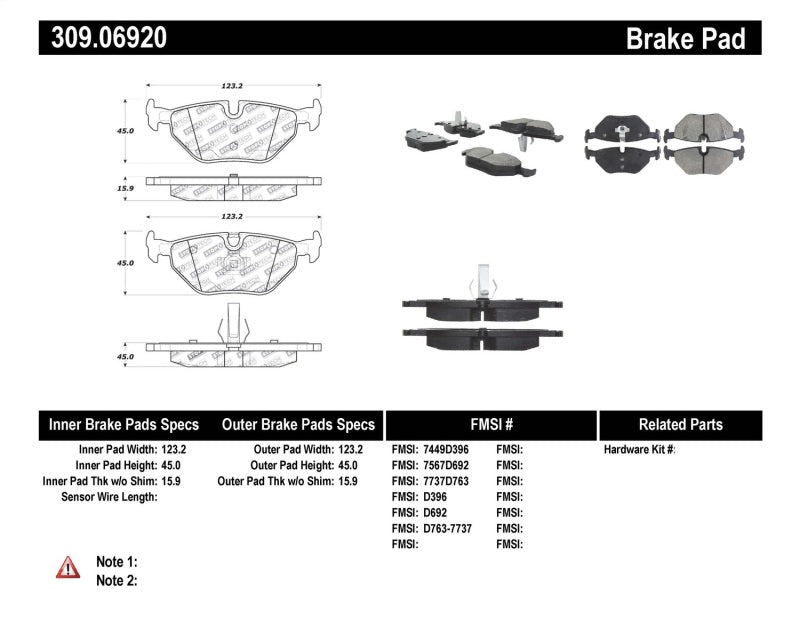 STOPTECH PERFORMANCE 01-02 BMW Z3 / 03-09 Z4 / 10/90-07 3 SERIES / 99-09 SAAB 9-5 REAR BRAKE PADS, 309.06920 - eliteracefab.com