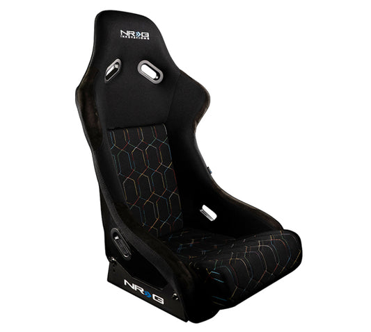 NRG Innovations Fiberglass Bucket Seat - Large - Black Geometric Stitch – FRP-300-MGEO-BK
