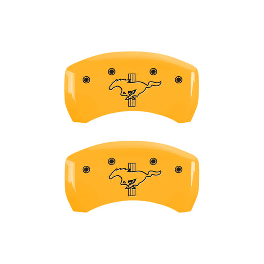 MGP Rear set 2 Caliper Covers Engraved Rear GT500 Shelby & Cobra Yellow finish black ch MGP