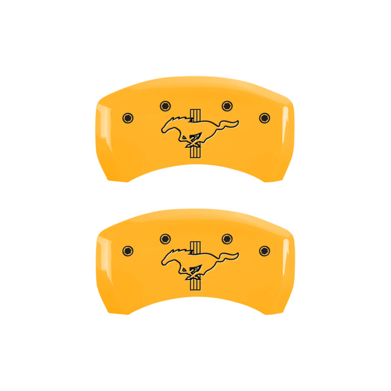 MGP 4 Caliper Covers Engraved Front 2015/Mustang Engraved Rear 2015/Bar & Pony Yellow fnsh black ch MGP