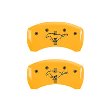 Load image into Gallery viewer, MGP 4 Caliper Covers Engraved Front 2015/Mustang Engraved Rear 2015/Bar &amp; Pony Yellow fnsh black ch MGP